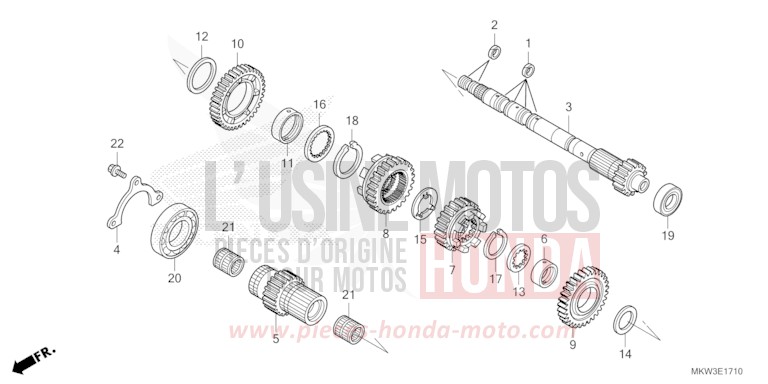 BOITE DE VITESSES (ARBRE SECONDAIRE) (NC750XD) de NC750X DCT CANDY CHROMOSPHERE RED (R381) de 2023